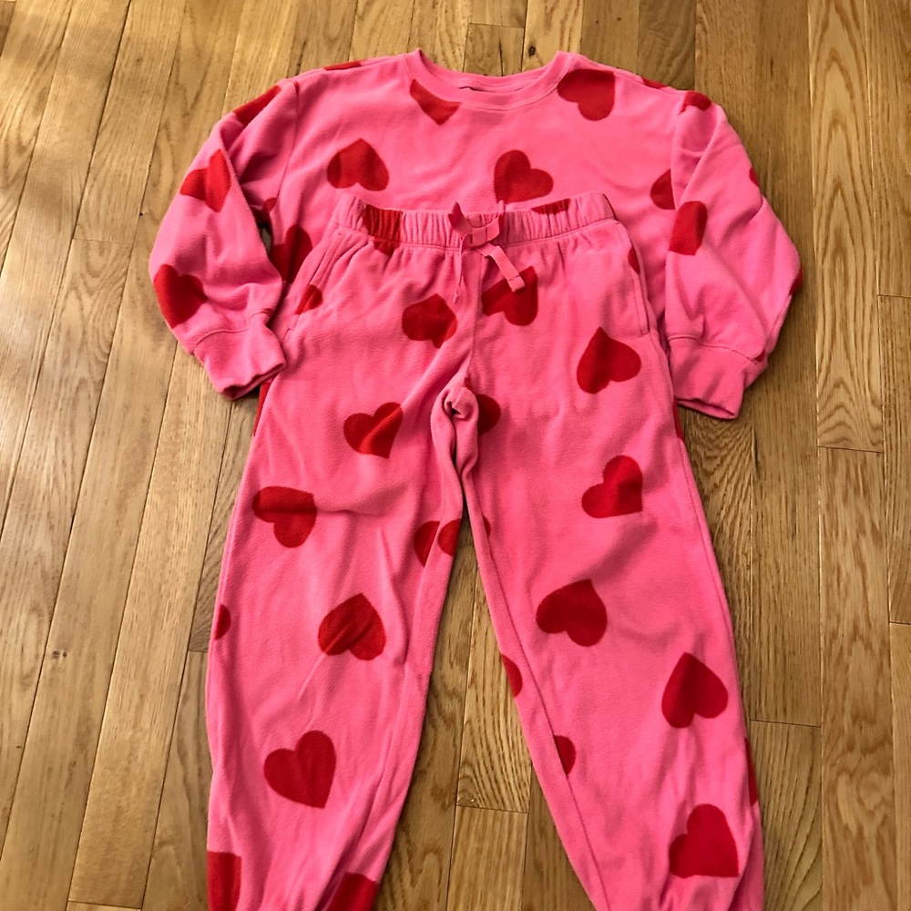 Pink and Red Heart Fleece Set